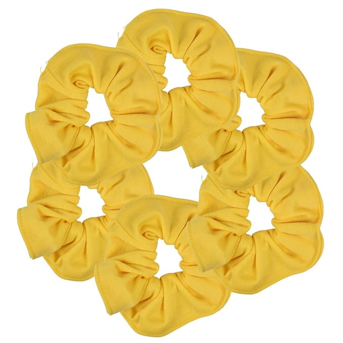 Motique Accessories Large Scrunchies for Women, Pack of 6, Yellow