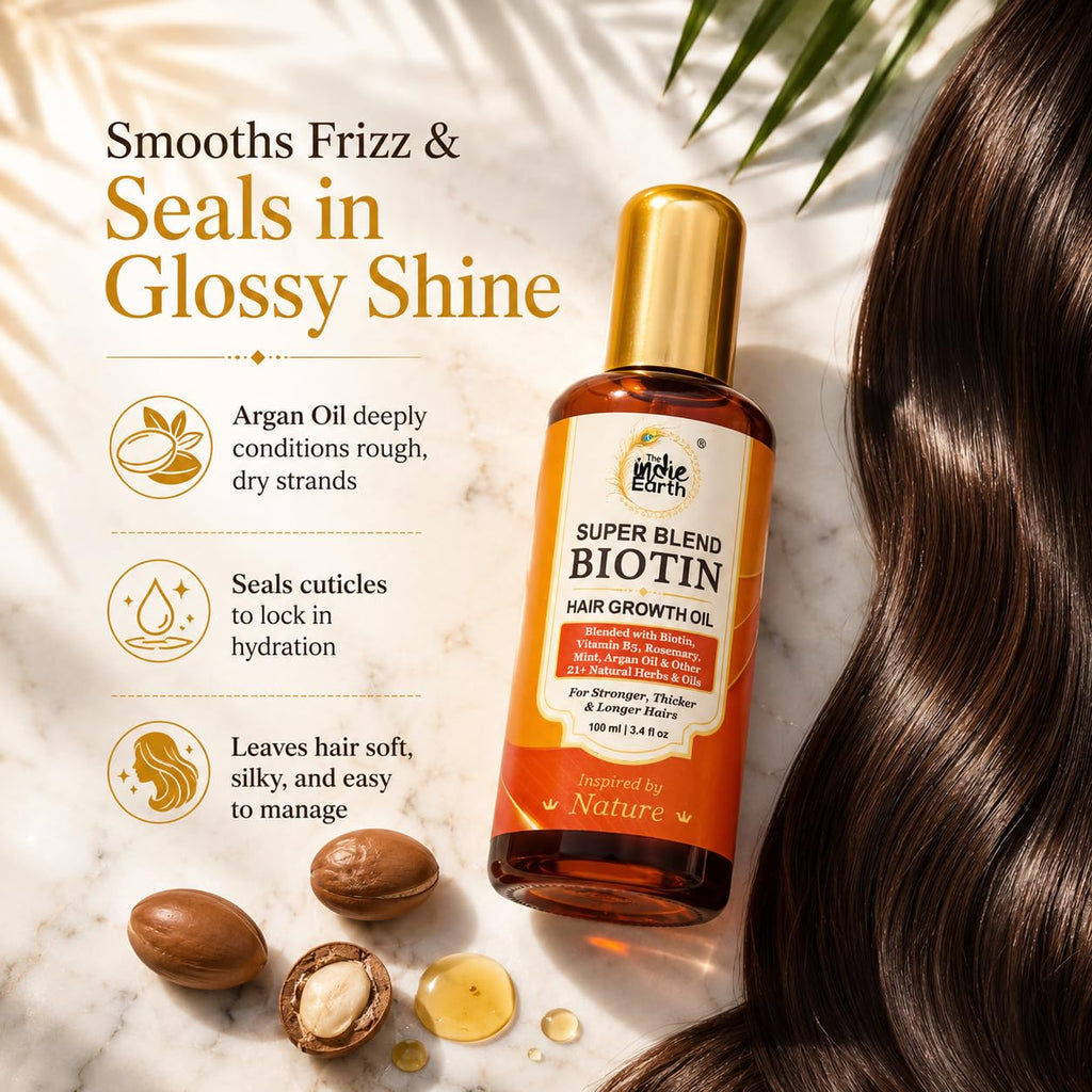 Super Blend Rosemary Mint Biotin Hair Growth Oil With Vit B5 & E, Argan & 21+ Natural Herbs for Scalp & Hair Strengthening - Controls Hair Fall and Promotes Healthy Hair Growth 100 ml
