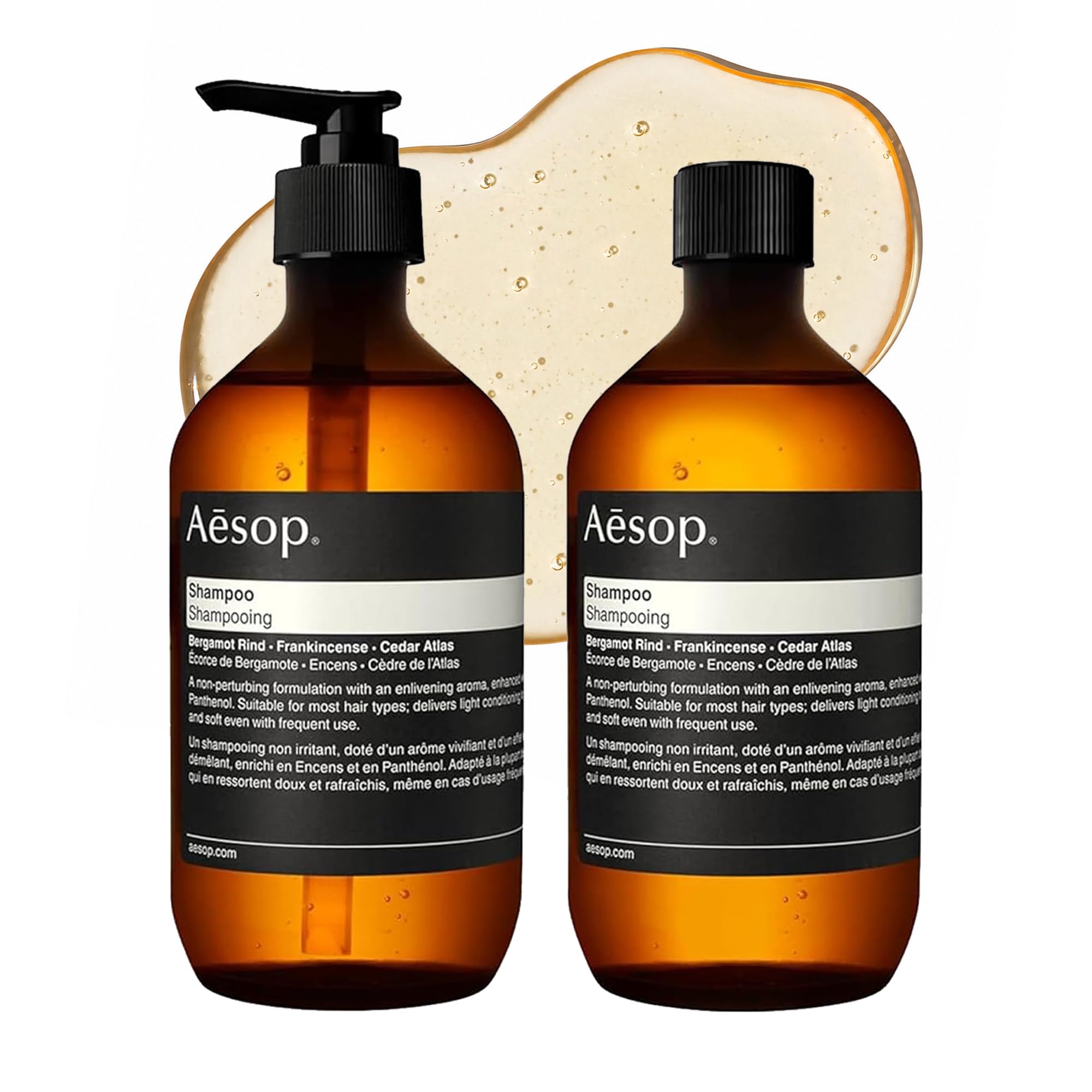 Aesop Shampoo + Refill | Soften Hair, Restore Shine | Bergamot Rind, Frankincense, Cedar Atlas | 16.9 oz / 500 mL (Pack of 2)