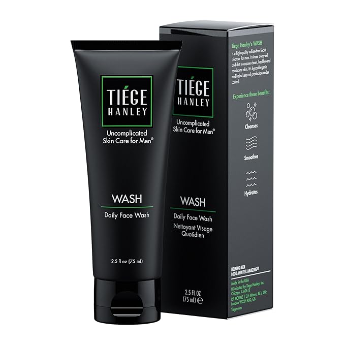 Tiege Hanley Daily Face Wash for Men, Cleanser, Fragrance-Free, 2.5 Fl Oz