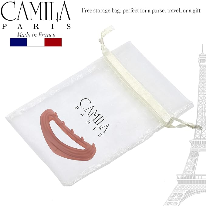 Camila Paris CP3530 French Hair Clips for Women, 3" Pink, Medium Claw Clip Strong Hold All Day, No Damage No Slip Claw Clips for Thick Curly Wavy Fine Straight Hair, Jaw Clip Made in France