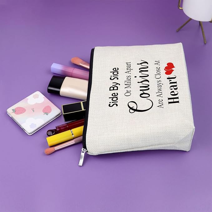 Sazuwu Cousin Gifts for Women Makeup Bag Birthday Gifts for Favorite Cousin Inspirational Gifts for Cousin Cosmetic Bag Encouragement Gifts for Sister Christmas Graduation Gifts Travel Pouch