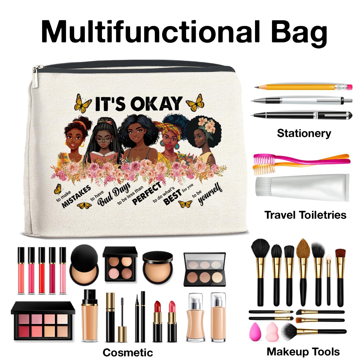 UPNEGE African American Gifts Inspirational Black Women Makeup Bag