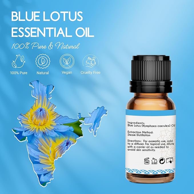 LOTUSJOY Blue Lotus Essential Oil, 100% Pure, for Skin, Diffuser