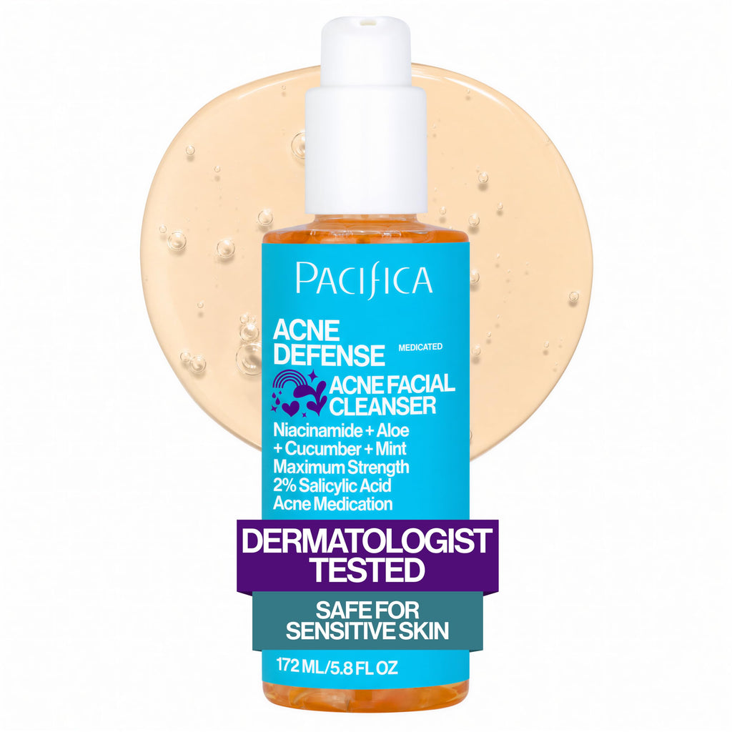 Pacifica Acne Defense Face Wash - Deep Pore Purifying Face Cleanser - w/ 2% Salicylic Acid, Pore Reducing Niacinamide & Inflammation Reducing Cucumber - for Sensitive Skin Vegan Dermatologist Tested
