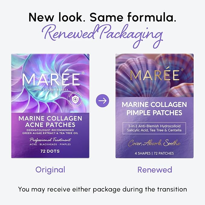MAREE Star Pimple Patches for Face - Hydrocolloid Acne Patches w/Salicylic Acid, Tea Tree Oil & Centella - Cute Pimple Patches Stars - Teens Zit Patches Stickers - Parches Para Acne - 72 Blemish Dots