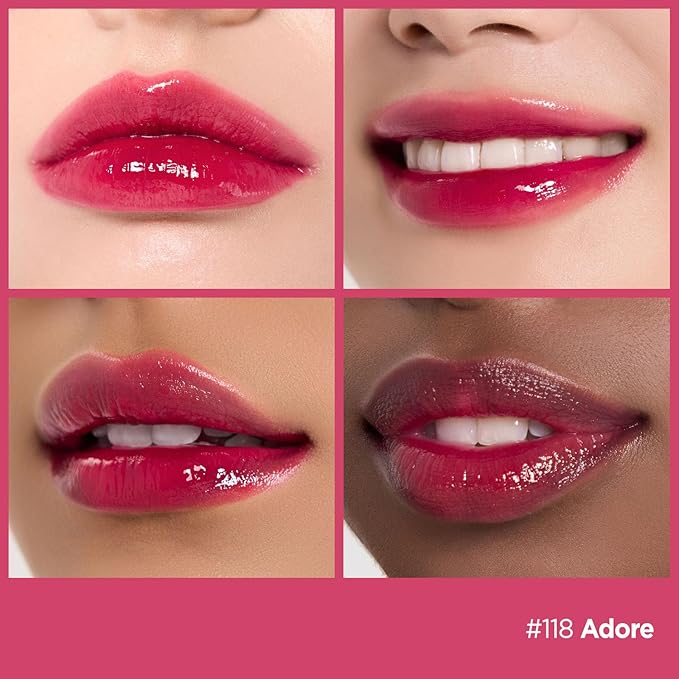 Laka Fruity Glam Tint | Glowing Korean Lip Tint with Hydrating Lightweight Texture | Buildable Color, Non-Sticky High Shine Gloss | K-Beauty Korean Makeup | #118 Adore, 0.15oz