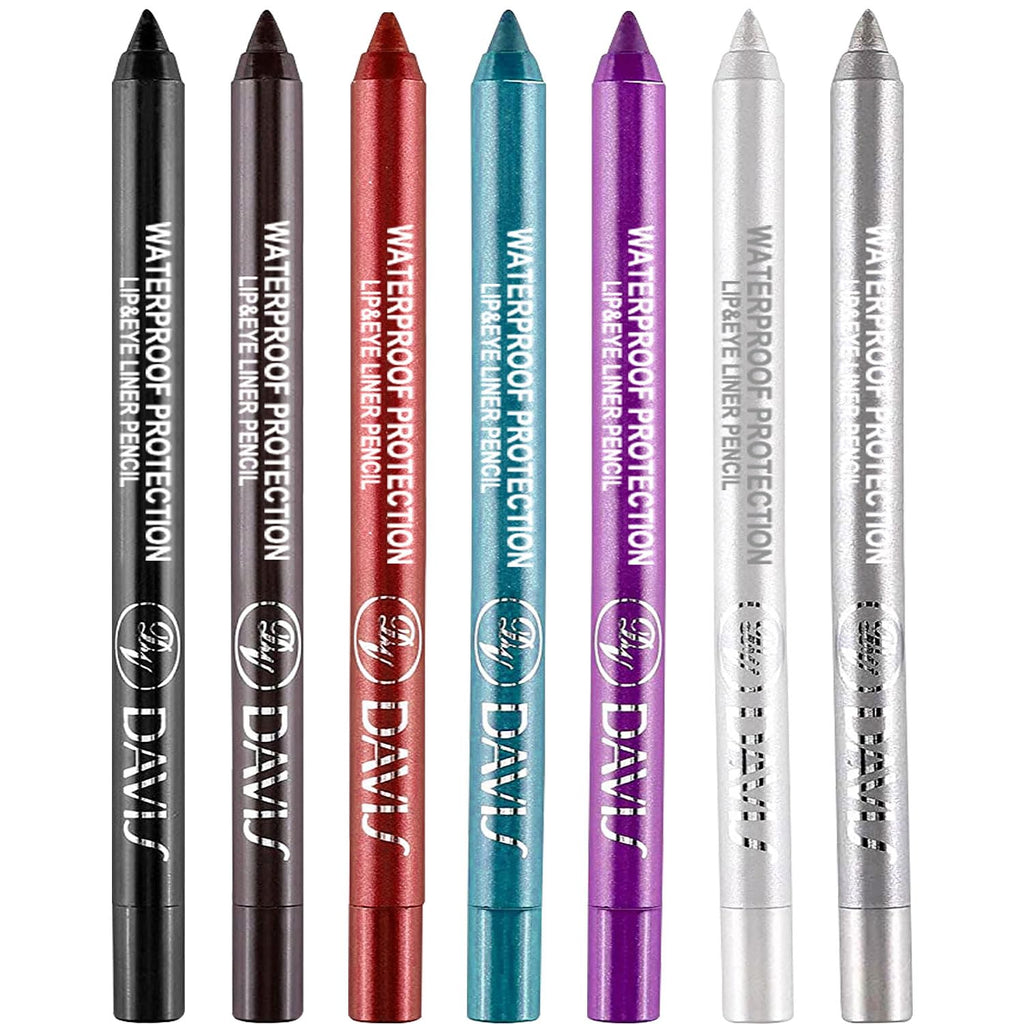Meilury 7 Colorful Eyeliner Pen Set, Eye Shadow Pencil, Pearl Eyeliner Kit Metallic Glitter Colored Eye liner for Women Eye&Lip Liner Professional Waterproof Eye Makeup (7PCS A)