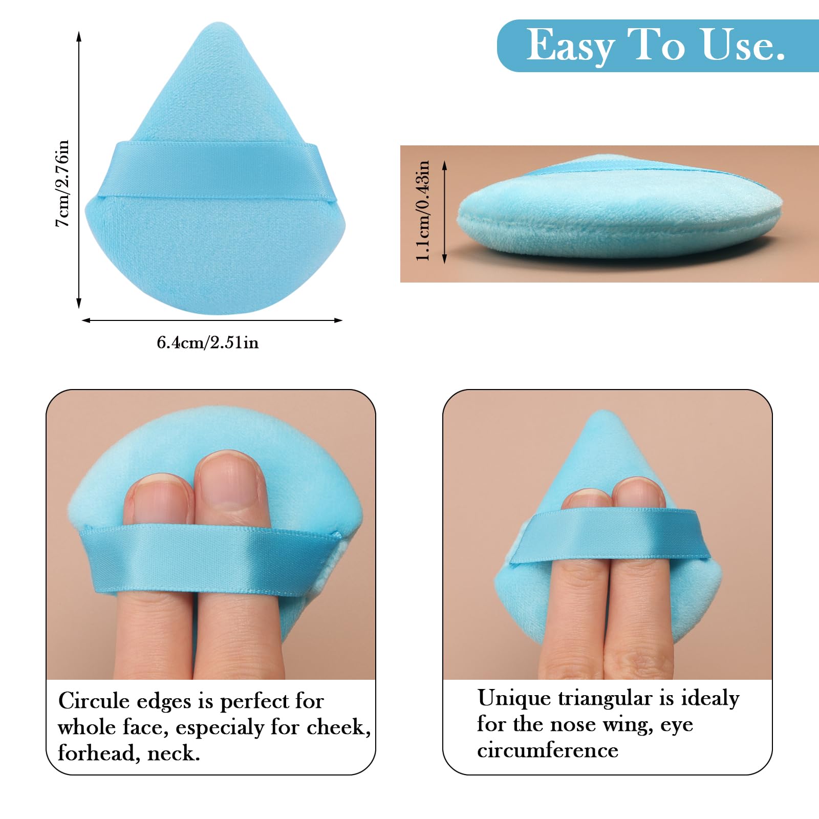 Powder Puff Daubigny 6 PCS Makeup Puff Face Soft Triangle Powder Puffs for Loose Powder Mineral Powder Body Powder Velour Cosmetic Foundation Sponges Blender Makeup Tools(Blue)
