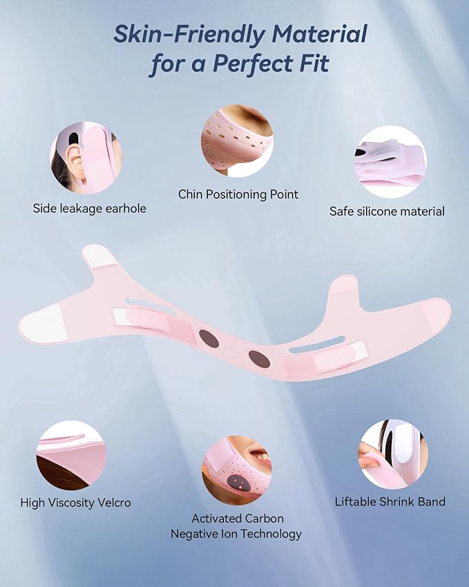 Reusable V Line Silicone Face Strap, Soft Silicone Chin Strap for Women 23-27 Inches