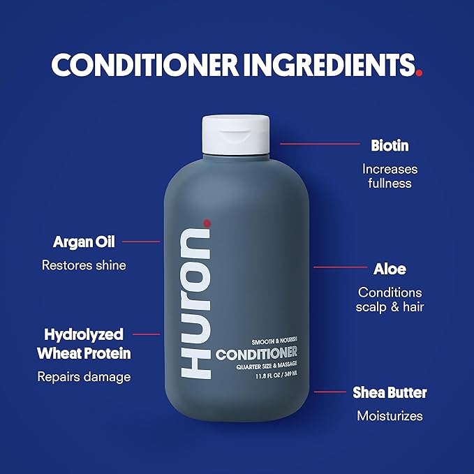 Huron Shampoo, Conditioner & Body Wash, Sandalwood + Amber 3-pack (11.3oz)