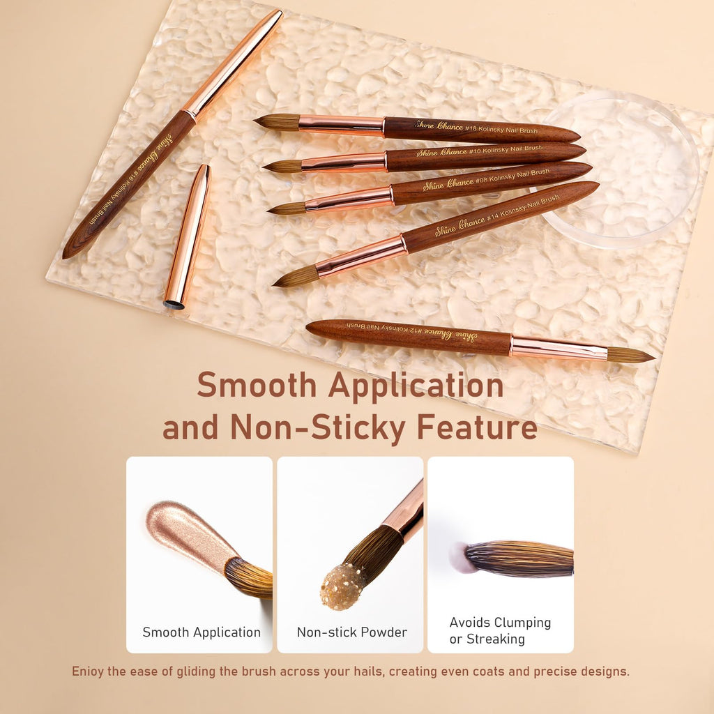 Acrylic Nail Art Brush Size 18, 100% Pure Kolinsky Hair Oval Nail Brush for Acrylic Application, Professional Nail Extension Manicure Tool Wooden Handle Nail Drawing Pen for DIY Home Salon