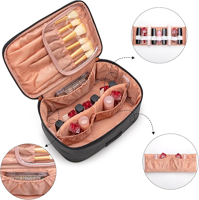 Wrangler Travel Makeup Bag 2pcs Set Cosmetic Bag with Makeup Brush Holder
