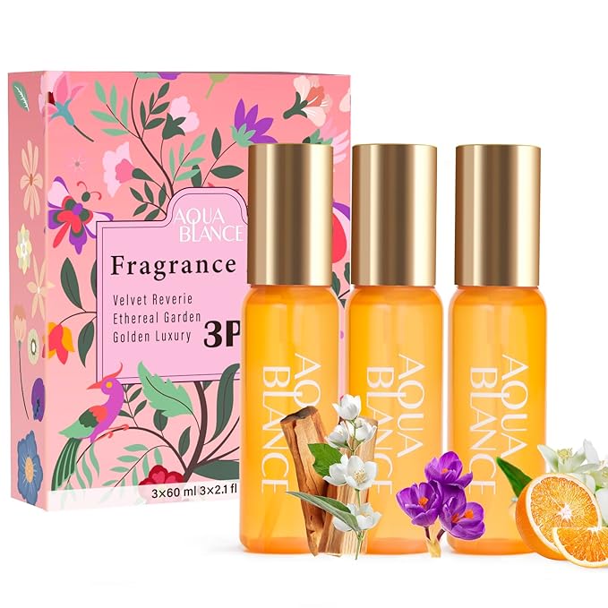 AQUA BLANCE Body Spray for Women, Fragrance Hair & Body Mist Set, Travel Size Each 2.1 fl oz, 3 Pack, Velvet Reverie, Ethereal Garden, Golden Luxury