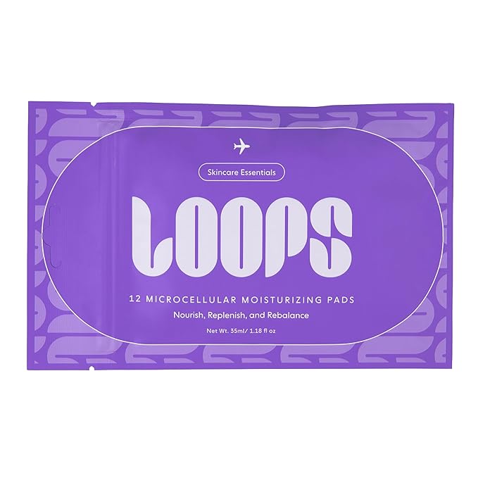 LOOPS MicroCellular Moisturizer - Korean Skincare Pads for Travel, 12