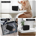 DOB SECHS Puffer Quilted Makeup Bag with Handle Detachable Women Cute Puffy Cotton Cosmetic Bag, Small Toiletry Zipper Make Up Pouch Purse, Checkered Storage Organizer Clutch Bag Travel Case, Black