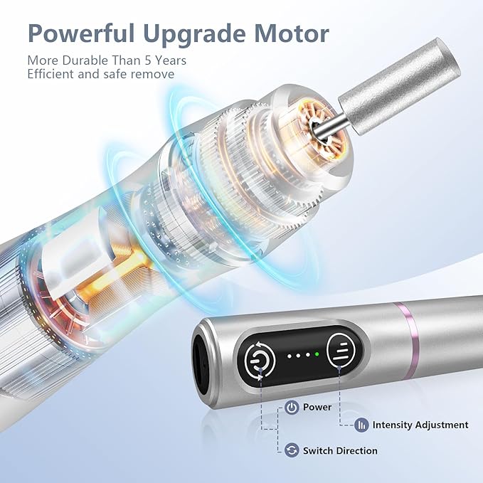 TUOBEO Cordless Nail Drill, Rechargeable Electric Nail File, 11 Bits