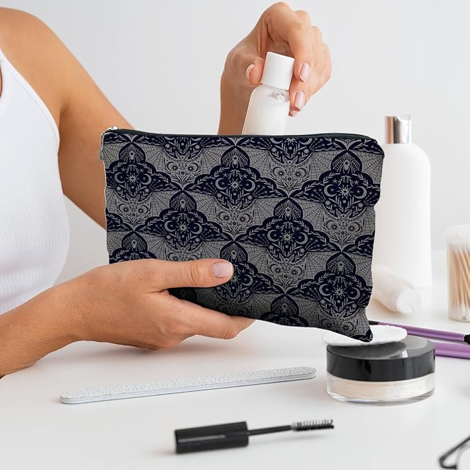 RYYCDOI Goth Gothic Makeup Bag, Halloween Makeup Bag Gifts for Women, Bat Spider Halloween Cosmetic Bag, Gothic Gifts for Women