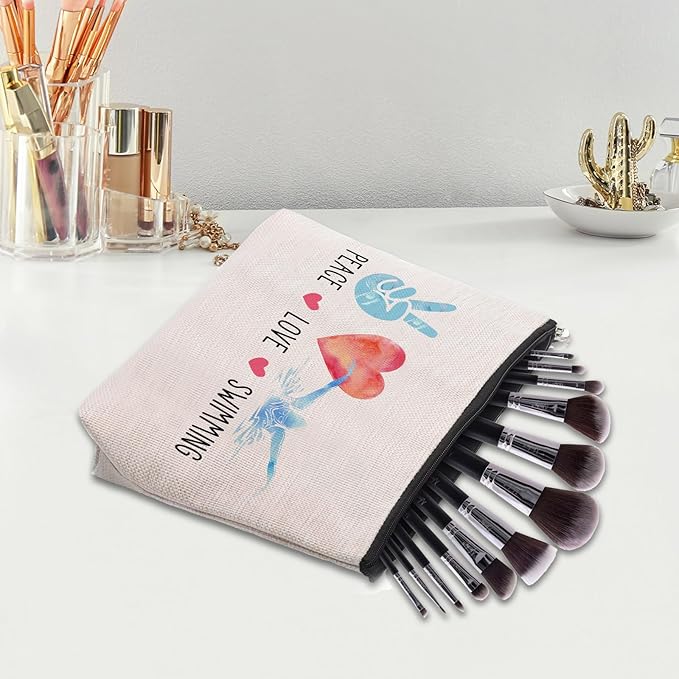 CEASQVAA Funny Swimming Gifts for Women, Swimming Team Gifts Swim Coach Teacher Gifts, Swimming Makeup Bag Birthday Gifts for Swimmer Women Her Female