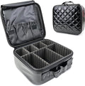 SLUMAZI Travel Makeup Bag Makeup Cosmetic Train Case Organizer Portable Storage Bag with Adjustable Dividers for Cosmetics Makeup Brushes Toiletry Jewelry Black Laser Grid Pattern