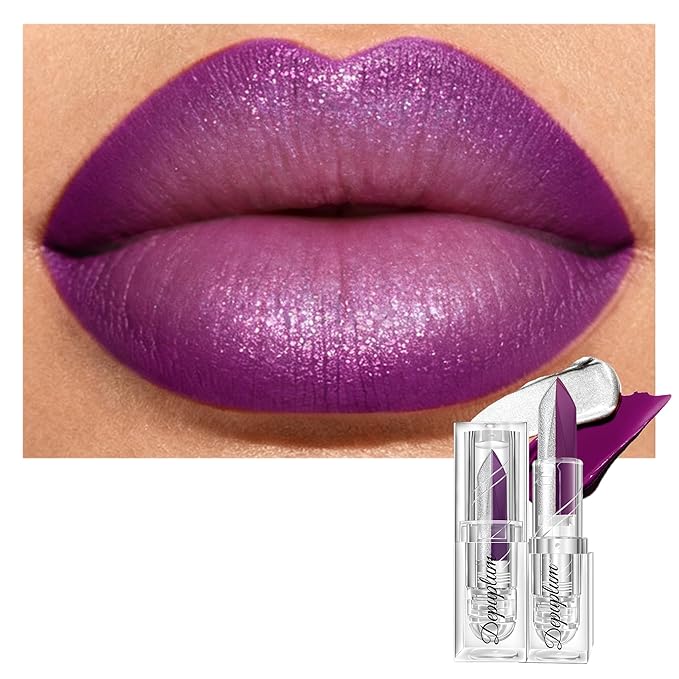 Depuplum Purple Matte Lipstick Silver Lipstick Ombre Lips Dual Tone
