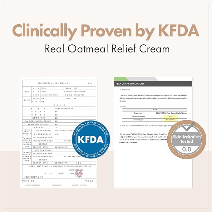 TOSOWOONG Real Oatmeal Relief Cream for Blemish & Soothing, Redness