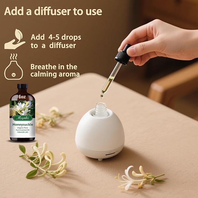 MLYNKL Honeysuckle Essential Oil,for Diffuser,4oz+Roll-On 0.33oz