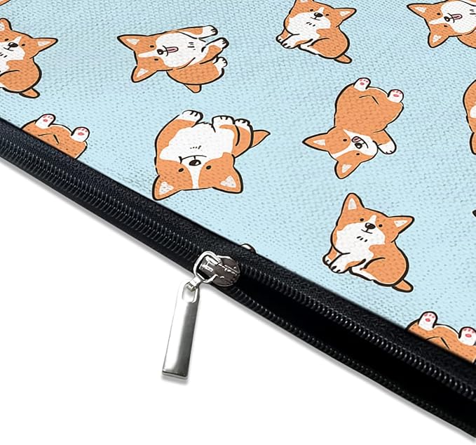 Givotin Cute Makeup Bag for Purse Canvas Waterproof Funny Cosmetic Bags for Women Zipper Travel Toiletry Pouch-Corgi Makeup Bags