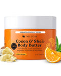 Tree To Tub Shea Body Butter for Dry, Extremely Dry, Sensitive Skin - Moisturizing Body Cream for Women & Men, Hydrating Body Lotion Moisturizer w/Vitamin C, Organic Cocoa, Citrus Scent
