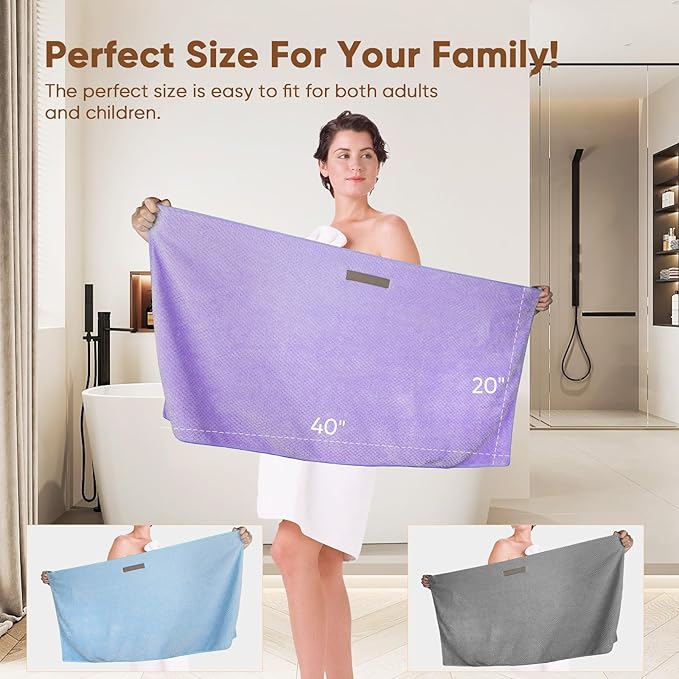 HOMEXCEL 5PK Microfiber Hair Towels, 40x20 in, Soft&Fast Drying for Long Hairs