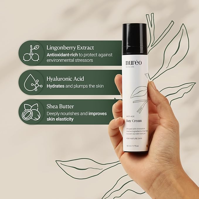 Nureo Luxe Marine Renewal Cream | Vegan Anti-Aging Moisturizer with Hyaluronic Acid & Marine Actives | Hydrating Face & Neck Cream for Mature Skin – 50ml