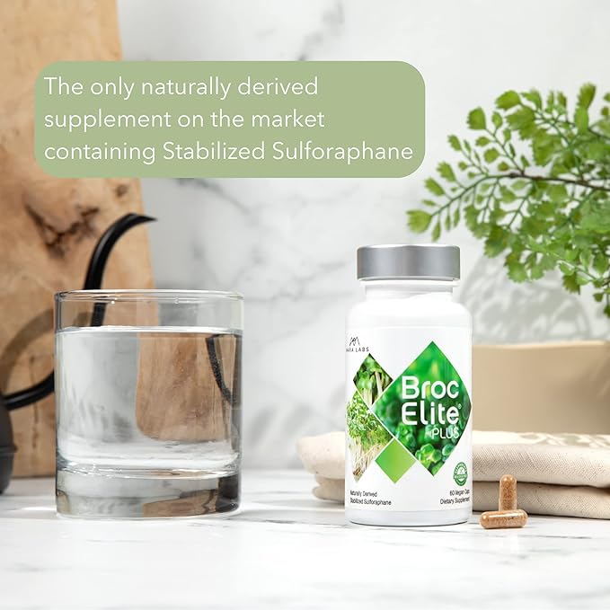 BrocElite Mara Labs Plus | Stabilized Broccoli Sulforaphane Supplement | Glyphosate Residue Free Certified – Third-Party Tested | 60 Vegan Capsules