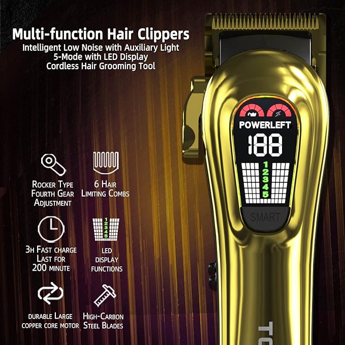 TCMKY Hair Clippers for Men Barber Clippers Rechargeable Hair Trimmer Kit