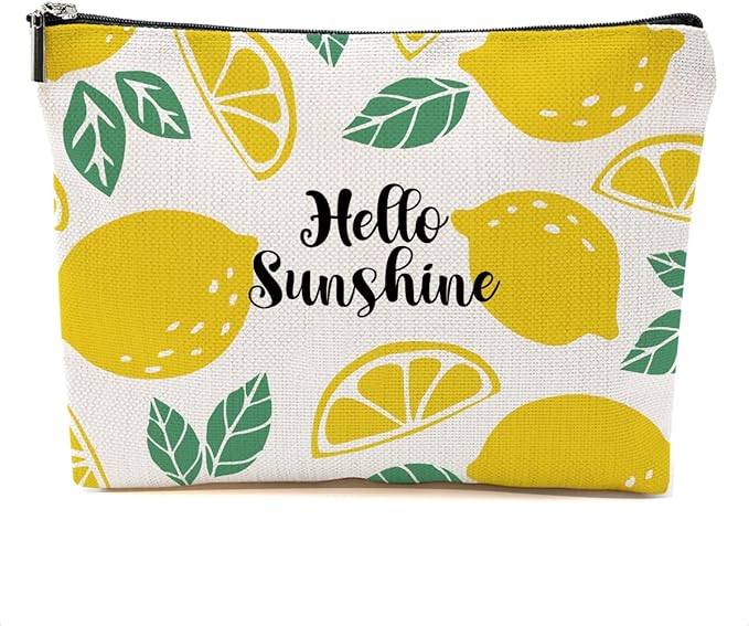 Lemon Makeup Bag Inspirational Cosmetic Bag Sunshine Gifts for Women Girls