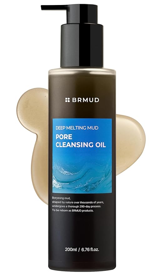 BRMUD Deep Melting Mud Pore Cleansing Oil, Gentle Vegan Facial Oil Cleanser