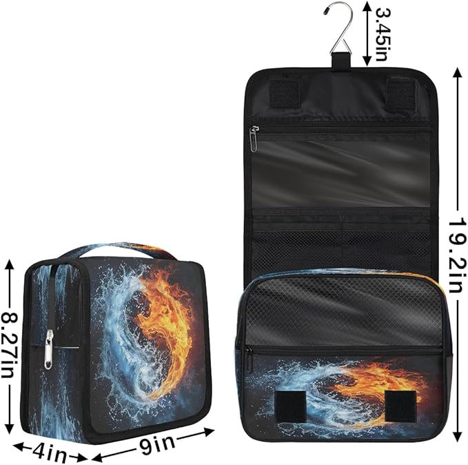 Water Fire Travel Toiletry Bag Women Hanging Cosmetic Organizer Portable