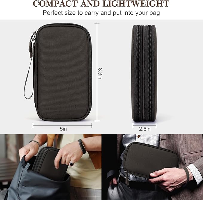 FYY Electronic Organizer, Travel Tech Pouch Bag, Medium, Coffee