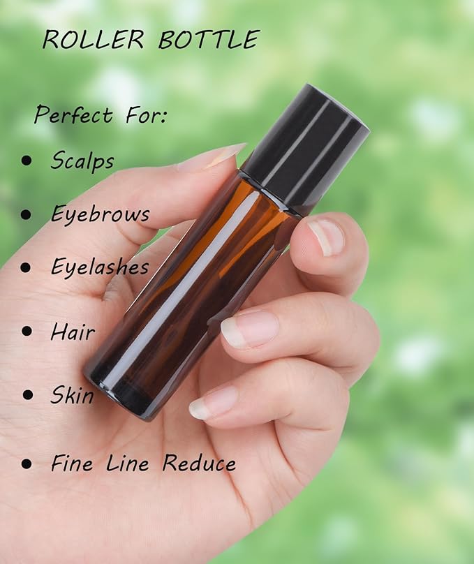 VRJEUGO Organic Castor Oil for Face Roll On，Rollerball Deep Hydration for Skin Care and Hair, Castor Oil Organic Cold Pressed Unrefined Glass Bottle 8oz with 2 Roller