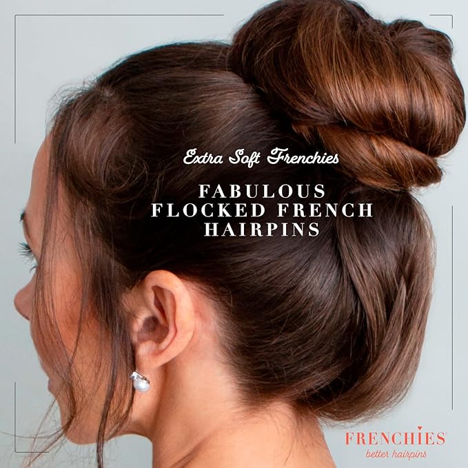Frenchies Velvet Coated French Hair Pin, Non Slip, 20 Count, Brown