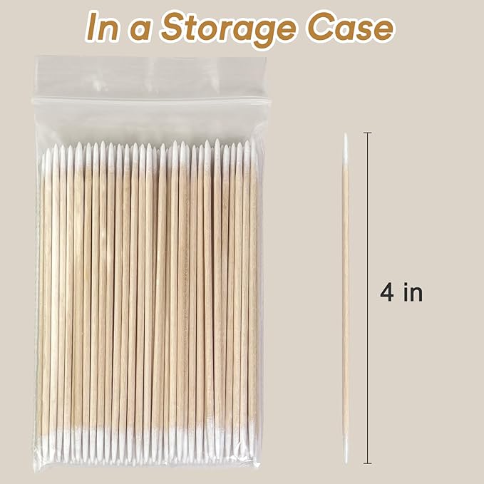 Egaageoi 600 Count 4 Inch Double-Sided Pointed Cotton Swabs for Nail