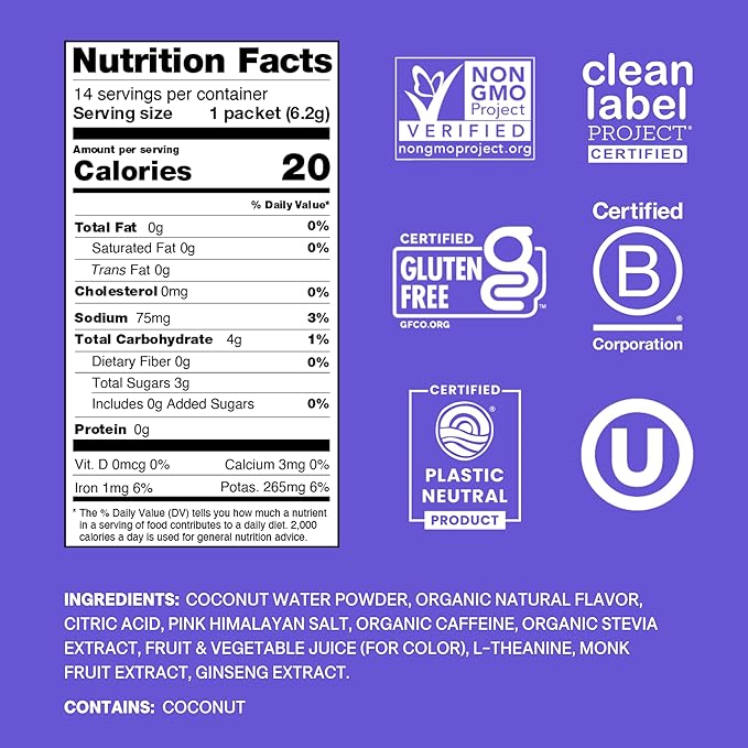 Cure Hydration - Energy Electrolyte Drink Powder Acai Berry 14 Packets