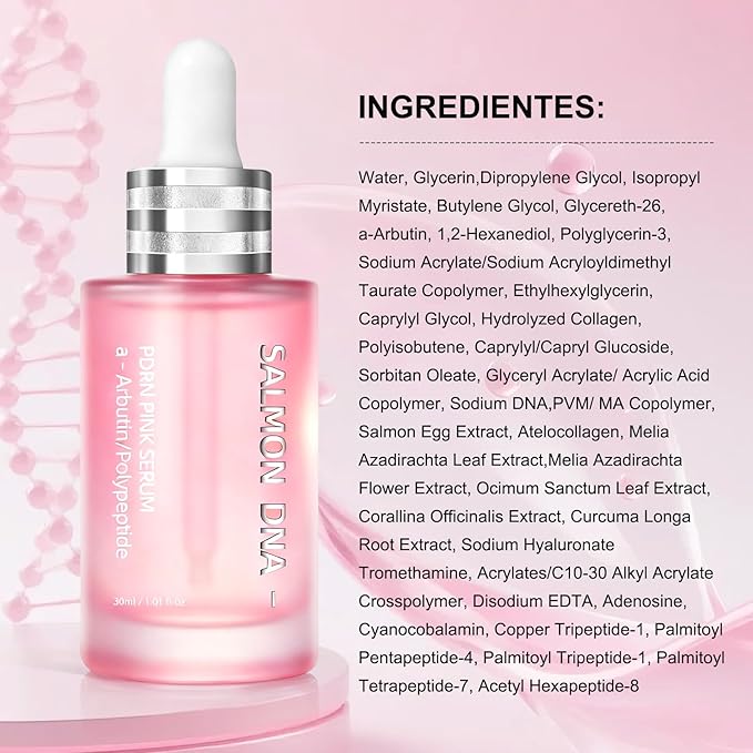 Pink PDRN Peptide Serum – Salmon DNA 10,320ppm with 12 Peptides & Niacinamide for Skin Repair, Hydration & Firming