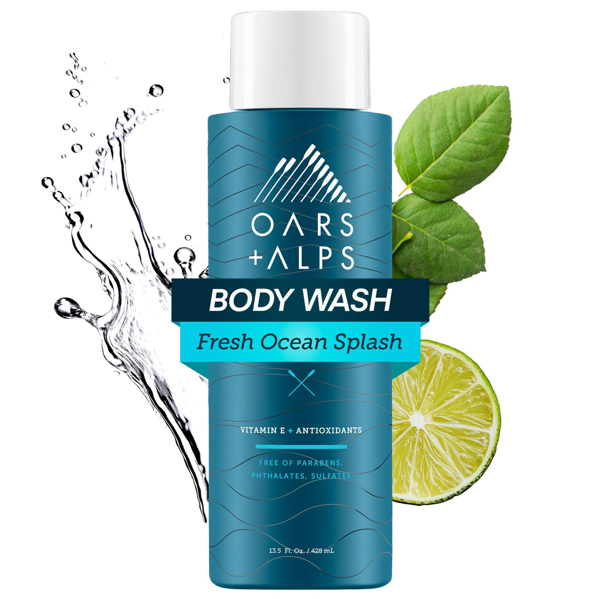 Oars + Alps Mens Body & Face Wash, Moisturizing Body Wash, 1pk, 13.5 Fl Oz