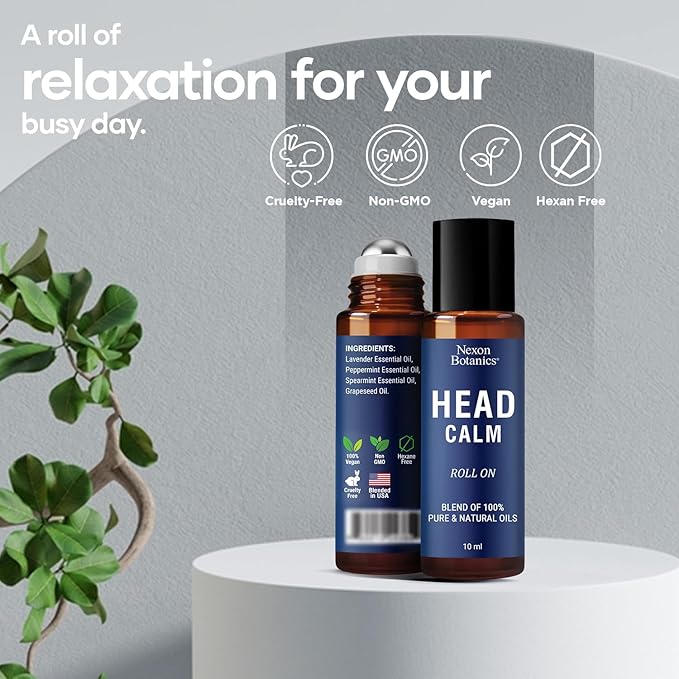 Head Calm Essential Oil Roll-On 10 ml for Migraine & Headache Relief