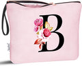 Vavabox A-Z Personalized Makeup Bag, Birthday Gifts for Women Mom, Gifts for Best Friend, Bride Bridesmaid Cosmetic bag (B, 06-Pink)