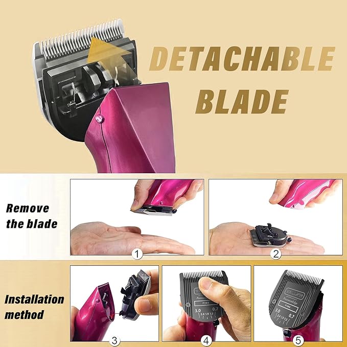 [2 Pack] 5-in-1 Replacement Clipper Blade, Detachable & Adjustable Dog Grooming Blade Compatible with Wahl Arco, Bravura, Chromado, Creativa, Figura, Motion & SuperGroom (Black)