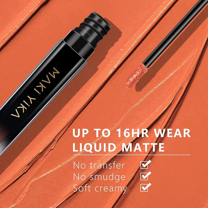 MAKI YIKA Orange Lipstick for Women Color Stay Long Lasting Lipsticks Coral Matte Liquid Lipstick Lip Color for Mother's Day,Coral Nude
