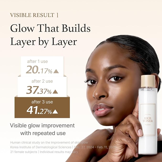 I'm From Rice Toner, 77.78% Rice Extract from Korea, Glow Essence with Niacinamide, Hydrating for Dry Skin, Vegan, Alcohol Free, Fragrance Free, Peta Approved, K Beauty Toner, 5.07 Fl Oz