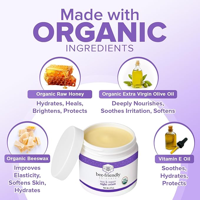 BeeFriendly® Organic Night Cream, USDA Certified, 2 oz