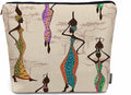 Kalygon African Woman Makeup Bags Makeup Organizer, Black African Women With Vases Flax Toiletry Bags Travel Cosmetic Bag Makeup Purse Pouch Skincare Bag Wallet Bags For Women Female Mom Daughter